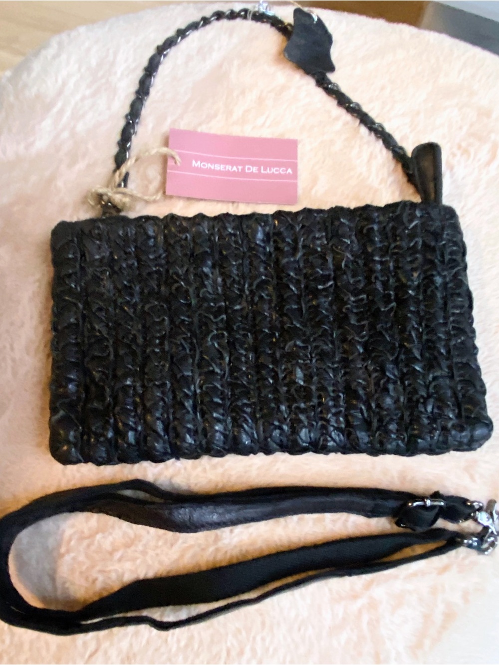 NWT Monserat De Lucca Aventura Clutch Black Quilted Clutch